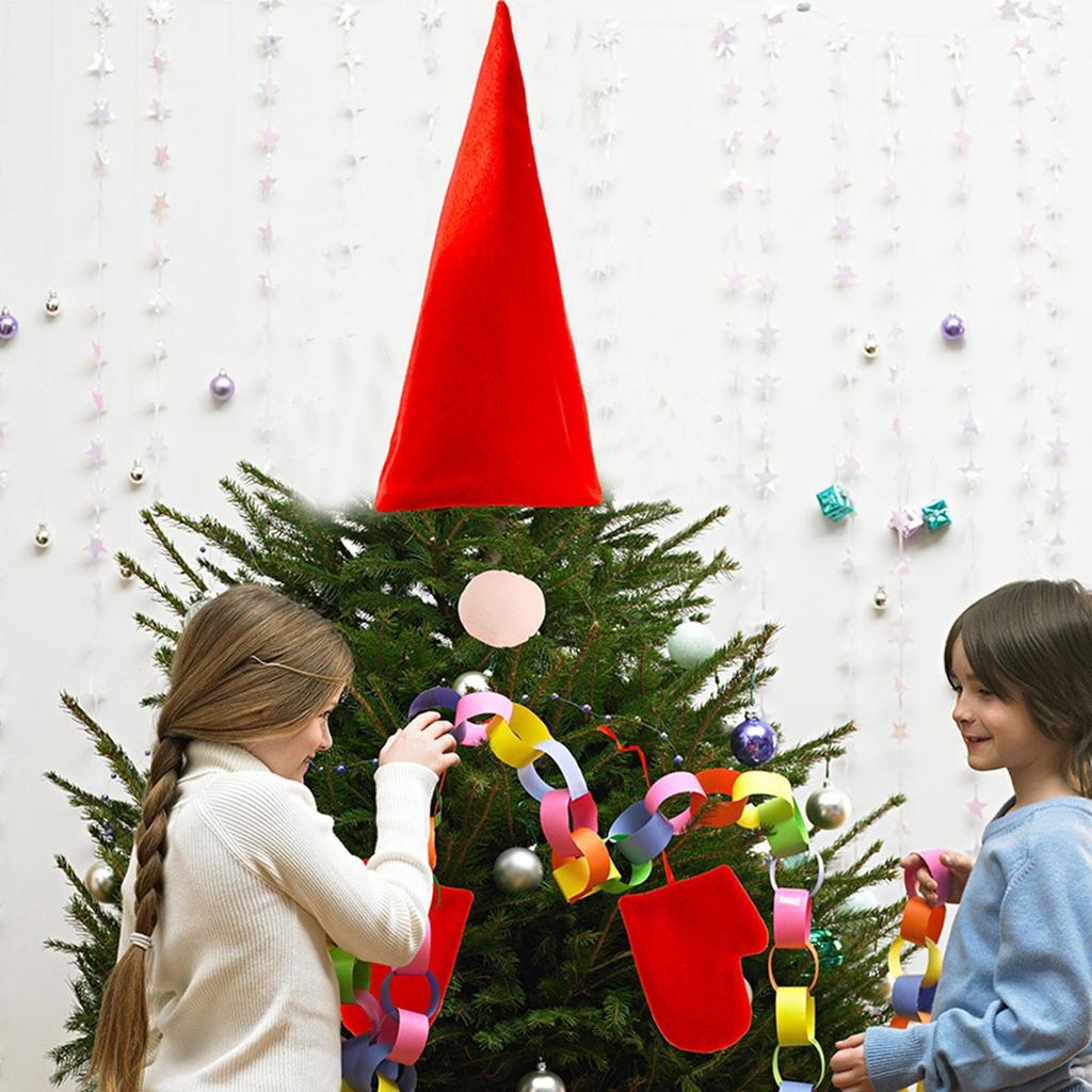 Santa Hat Tree Topper Plush Holiday Ornament Christmas Tree Top Decoration For Indoor Outdoor Party Gathering Winter Home Stage