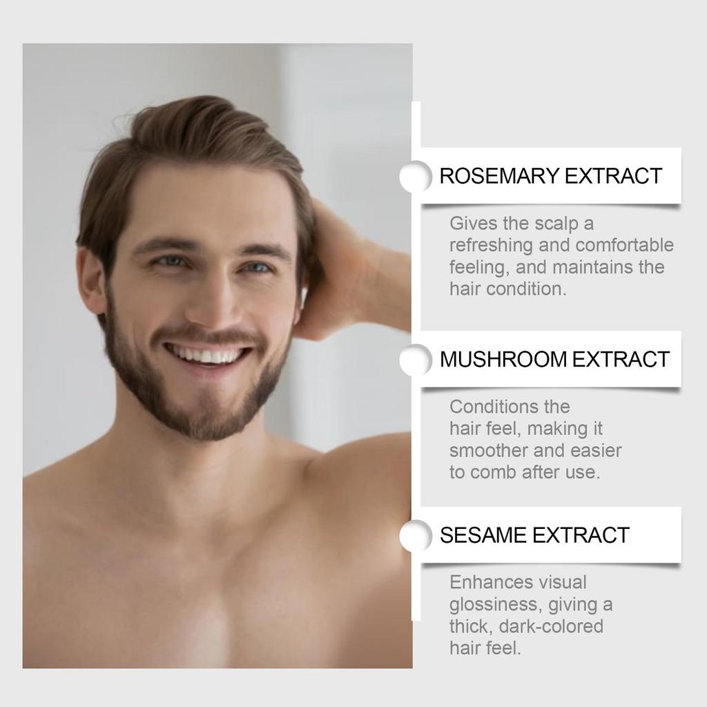 Jaysuing Men Black Instant Shampoo Natural Shine Nourishing Hair Color Shampoo No Mess Home Use 200ML