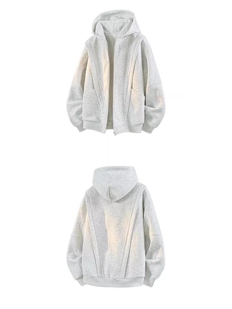 Unisex American-Style Heavy Fleece Hooded Jacket for Autumn/Winter