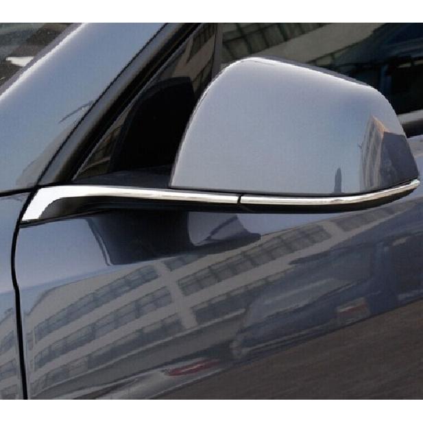 Chrome Steel Rear View Side Mirror Strip Decor Trim For Tesla Model Y 2020-2023