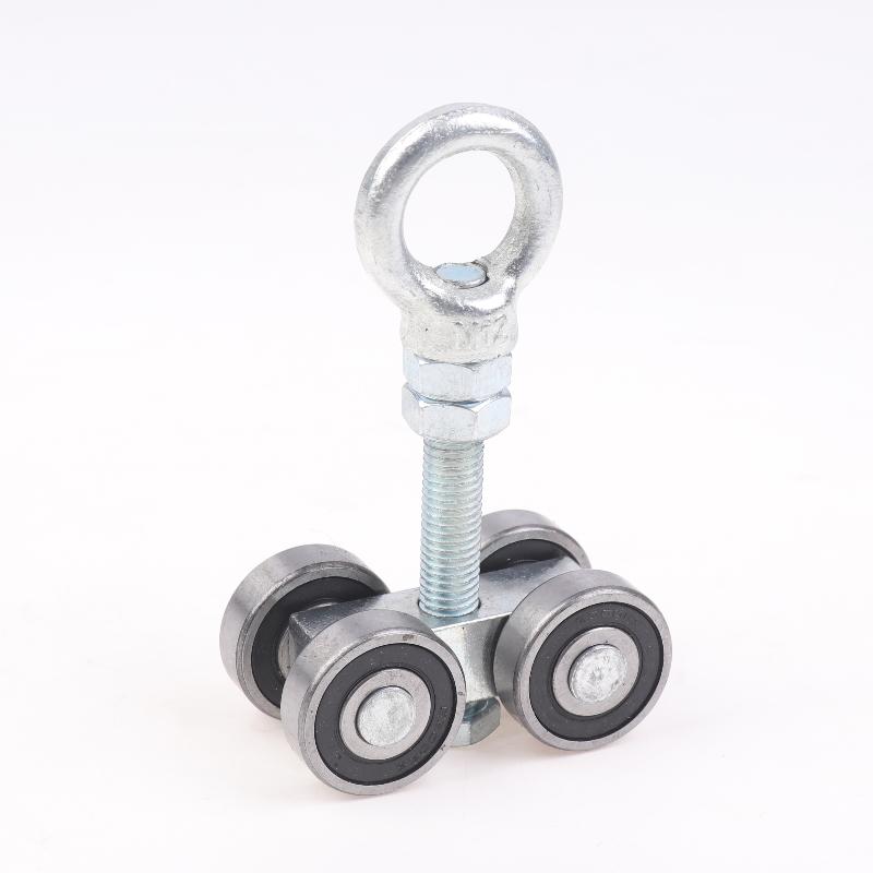 1Pcs Industrial Heavy Duty Sliding Door Hanging Rail Bearing Wheel Iron Pulley M12X80 Steel Tile Roller Wheel Loading 400Kg