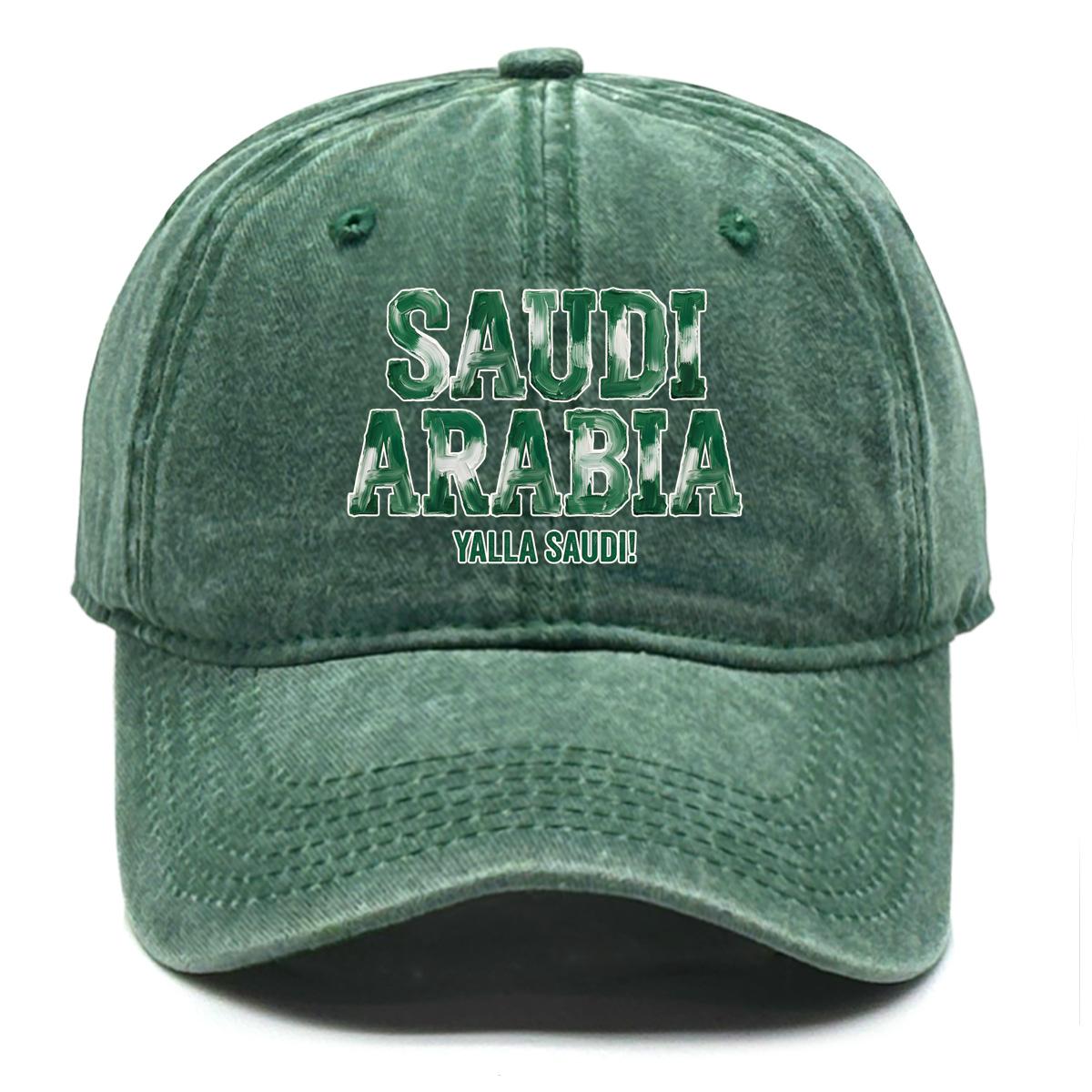 

Baseball Cap With SAUDI ARABIA YALLA SAUDI Flag Printed , Adjustable Baseball Hat Lightweight Fashion Leisure Casual Sun Hat as the picture
