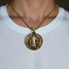 Men Necklace with Double Sided Saint Benedict Symbol Retro Religious Neckchain Alloy Clavicle Chain Fashion Accessory