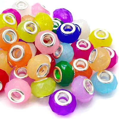 12/30/60pcs European Large Hole Lampwork Spacer Beads Assorted European Craft Beads Mixed Color for DIY Necklace Bracelet Jewelry Making