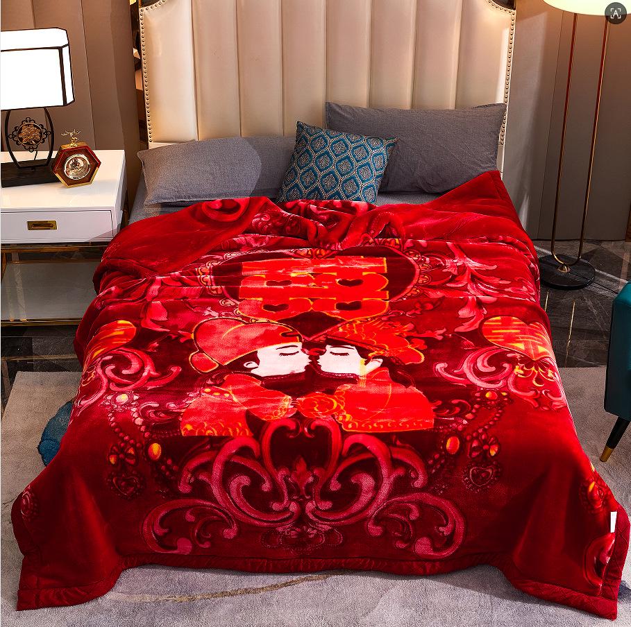 New Double-Layer Raschel Blanket - Thick Winter Nap Cover & Wedding Gift