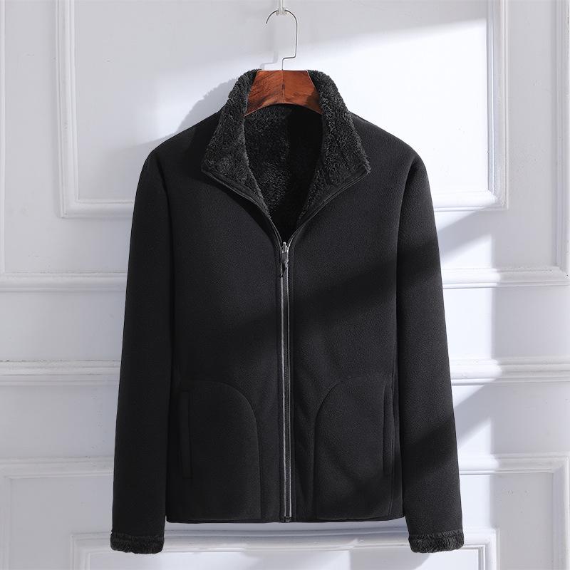 

Унисекс двусторонняя флисовая куртка: Теплая, плотная уличная толстовка для пар, коллекция осень/зима. XL