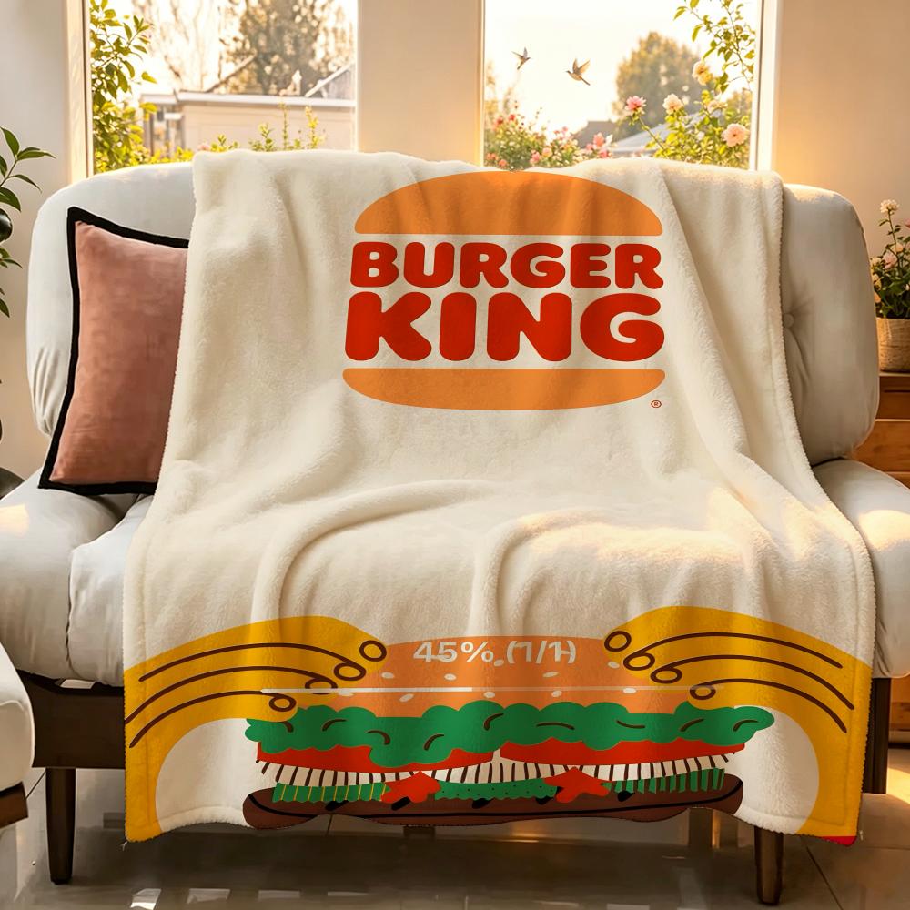 Food B Burger K King Throw Flannel Throw Blanket Suitable for Sofa Living Room Bedroom