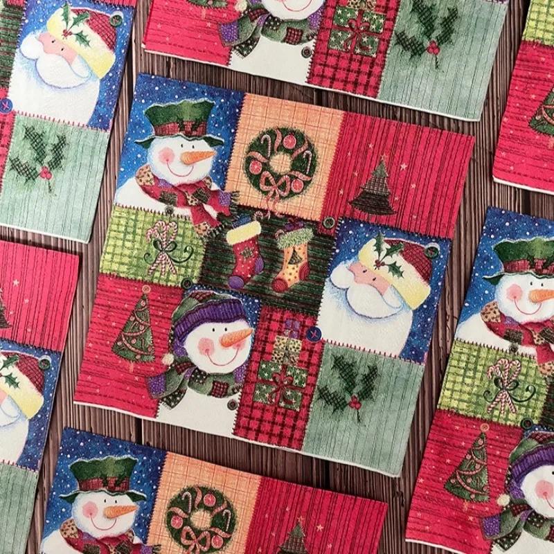 20pcs/Pac 33*33cm 2-Ply Disposable Party Napkin Christmas Pattern