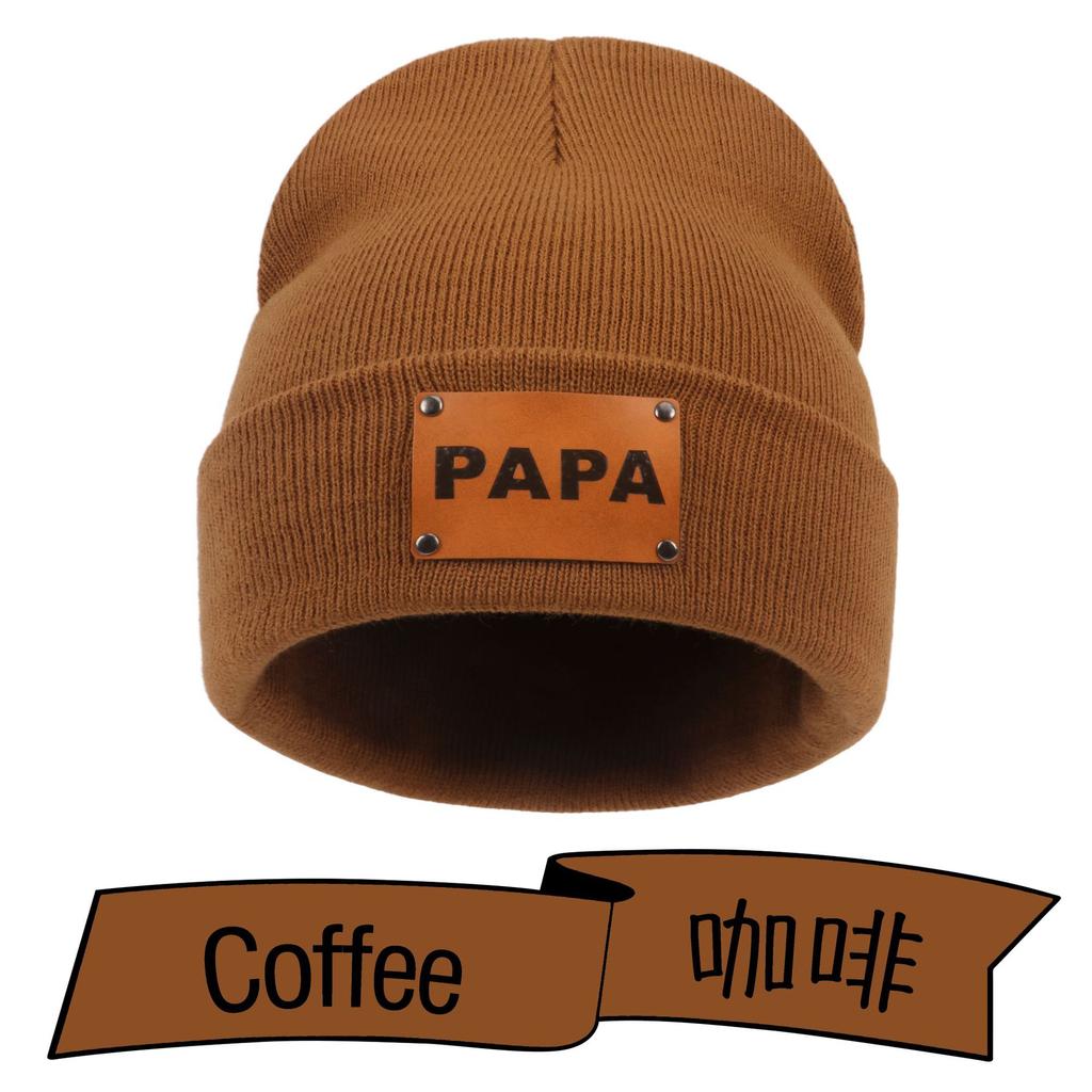 2022 new autumn and winter acrylic wool pullover hat European and American hip hop leather label women's knitted hat