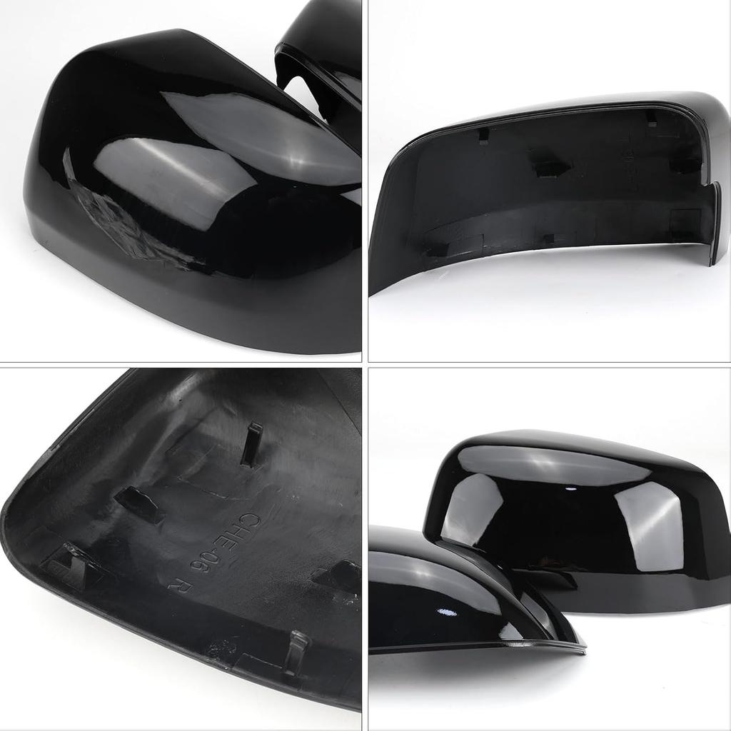 Glossy Black Direct Replacement Mirror Cover for 2011- Jeep Grand Cherokee and 2011-2025 Dodge Durango, Directly Replace Style, Not Sticker Style
