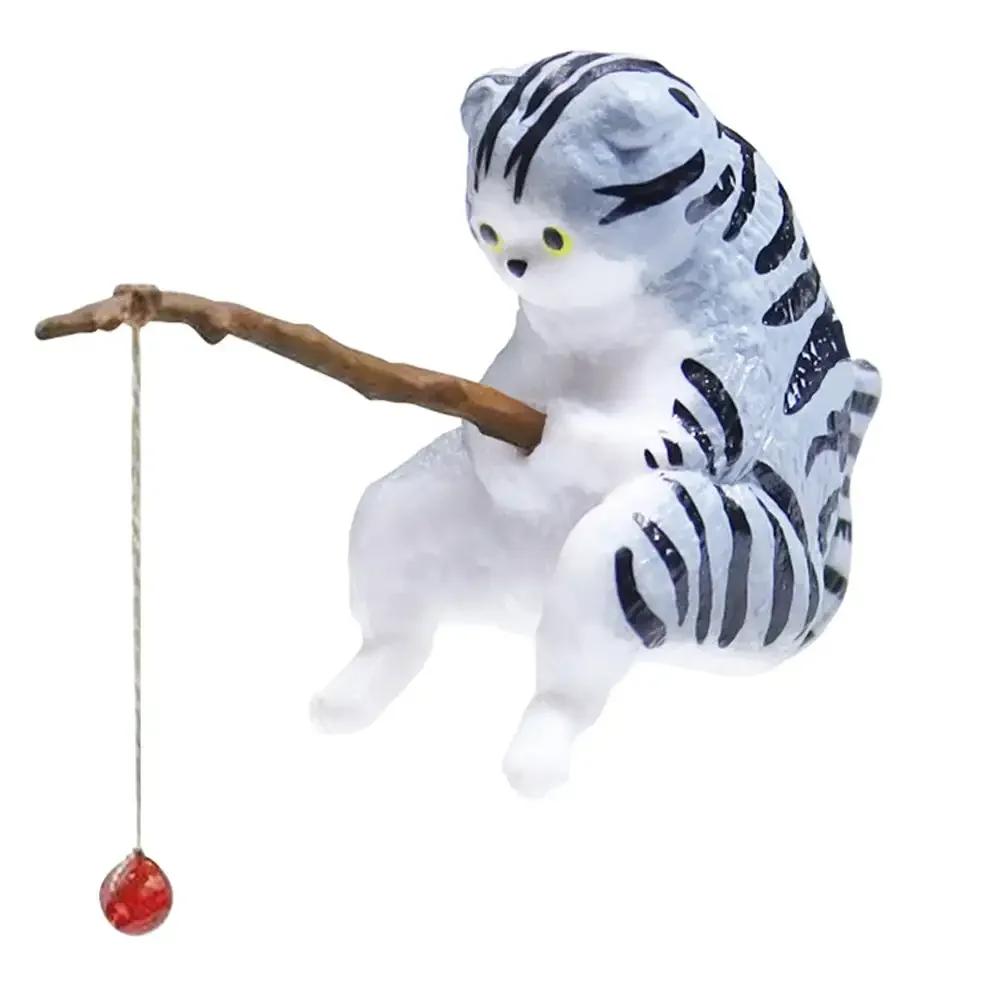 Fishing Cat Car Interior Decoration Cute Resin With Pipe Glasses Auto Rearview Mirror Pendant Air Outlet For Car Accessories