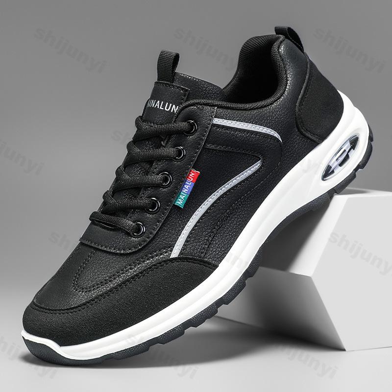 Modne Męskie Sneakersy Casual 2025 Jesień Moda Buty do Biegania Outdoor Wygodne Platforma Antypoślizgowe Buty Casual Sneakersy ze Skóry PU