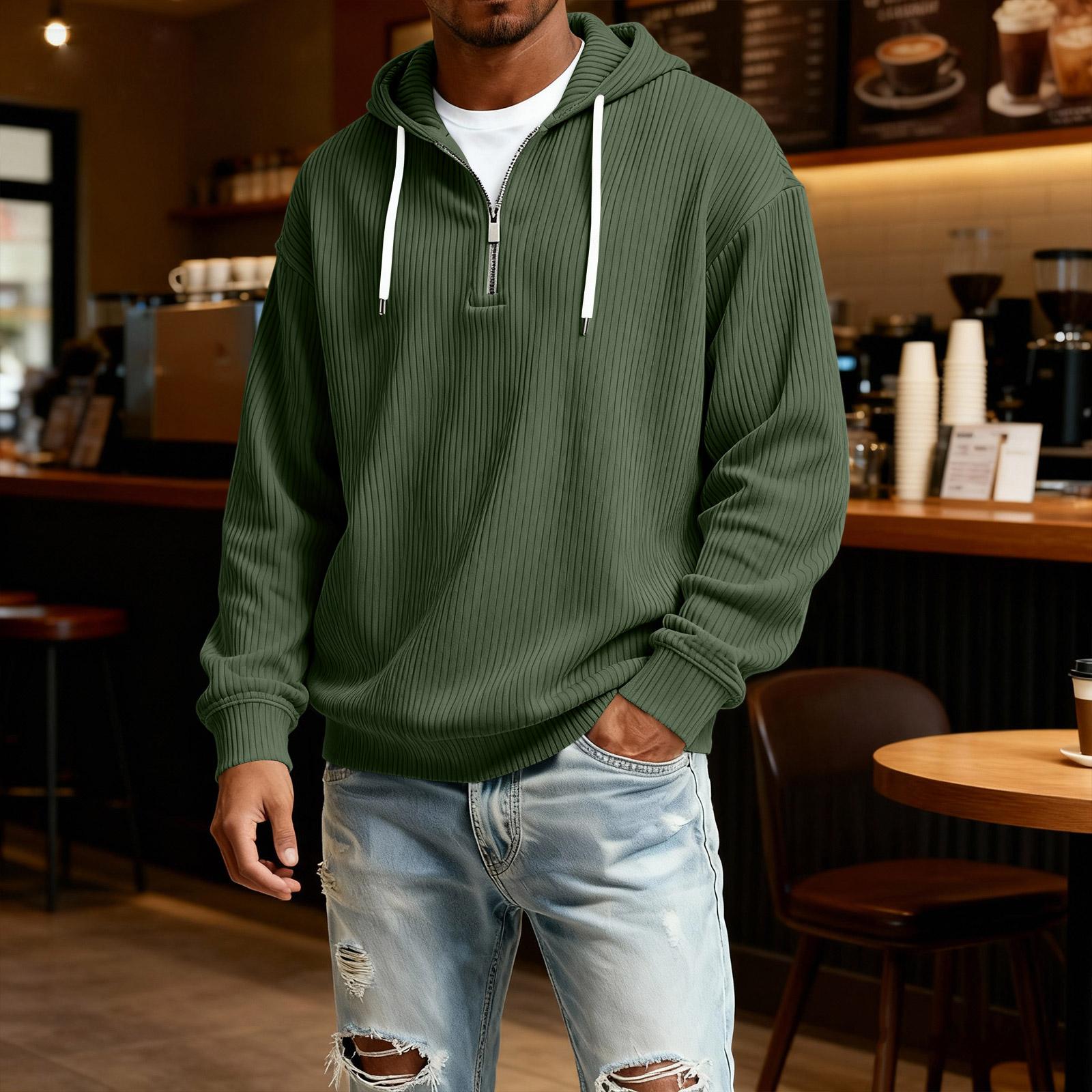 

Men s Casual Solid Color Zipper Long Sleeve Hooded Sweatshirt, Everyday Zipper Casual Long Sleeve T-Shirt M