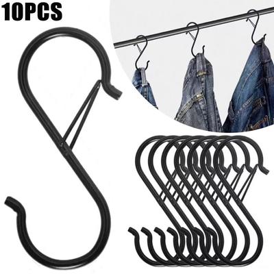 10/5/1 STK. Robuste S-Haken zum Aufhängen mit Sicherheitsschnalle für Kleidung, Handtücher, Pflanzen, Zuhause, Küche, Tür, Schrank, Garten, Lagerung