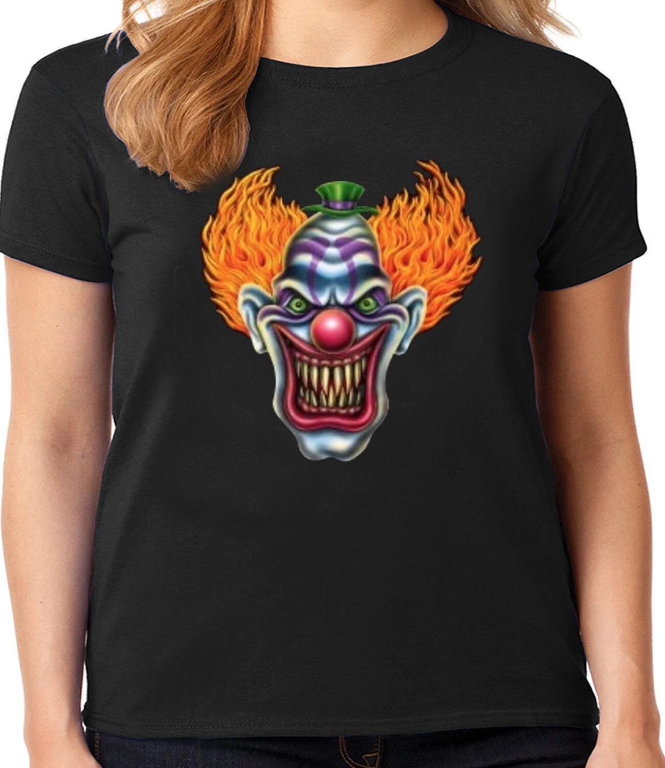 Halloween T-shirt Women Ladies Clown T-shirt Costume Tee XXL