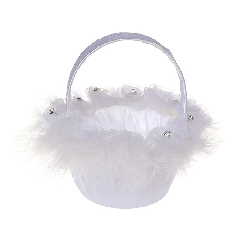 6 Style White Romantic Bowknot Burlap Wedding Ceremony Party Rose Flower Basket