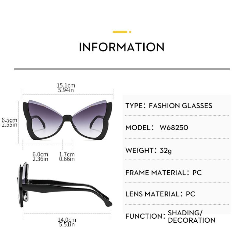 Ladies sunglasses, fashionable butterfly half-frame sunglasses