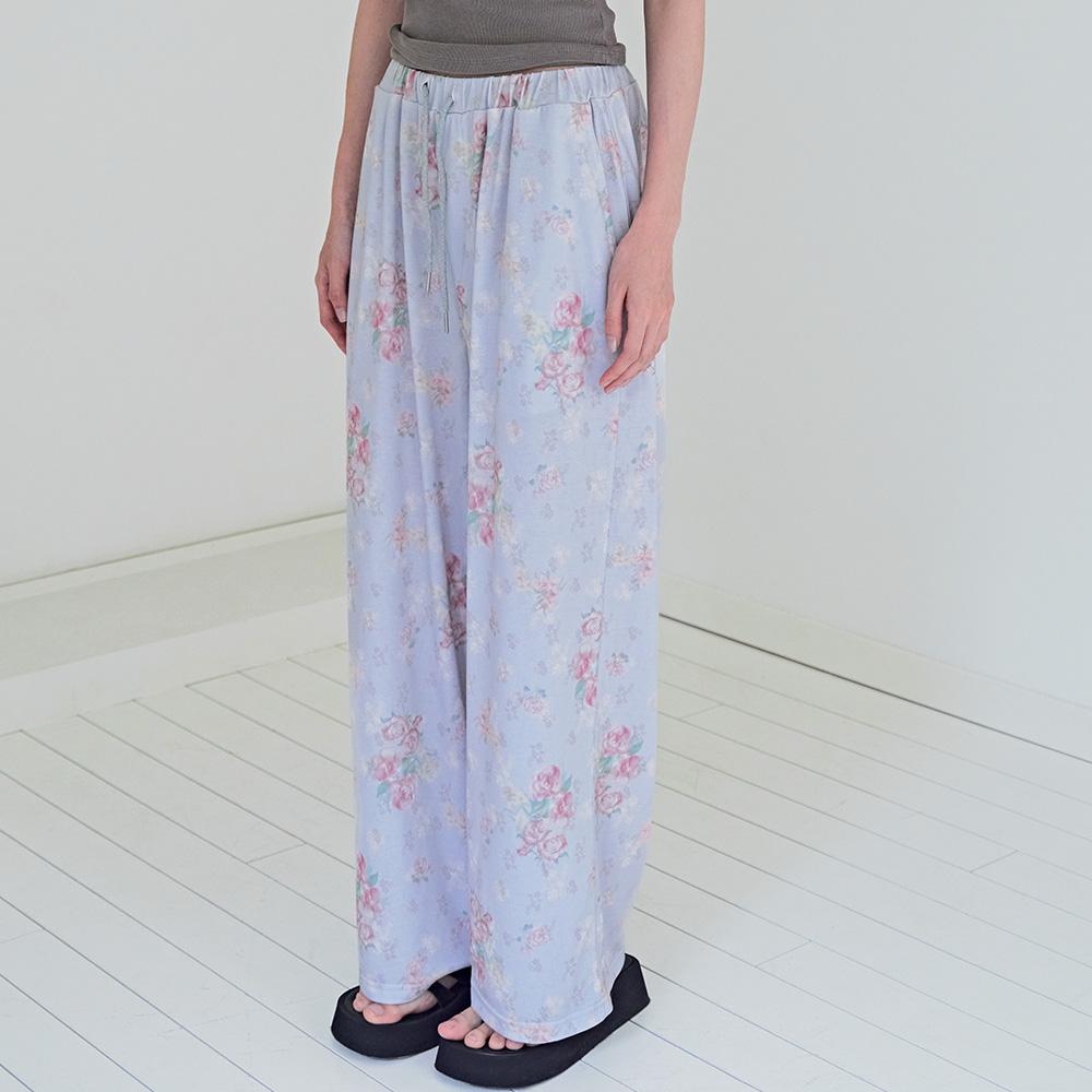 Myujeumudeu Rose Letter Wide Pants (Banding Pants)