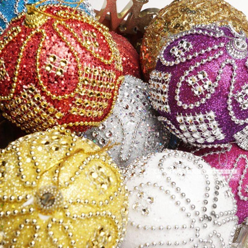 Christmas Rhinestone Glitter Baubles Balls Xmas Tree Ornament Decoration 8cm Hot