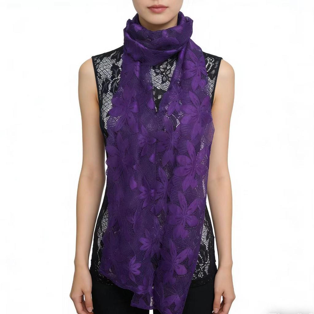 Elegant Lace Trim Scarf: Versatile, Stylish, Age-Defying Accessory for All Seasons
