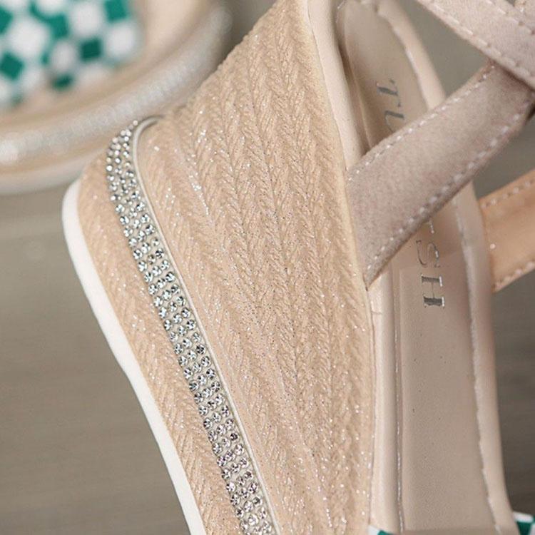 Sandały na koturnie Damskie Letnie Wysokie Obcasy Peep-toe Krata Moda Jedno Słowo Pasek z Klamrą Wodoodporna Platforma Buty Damskie