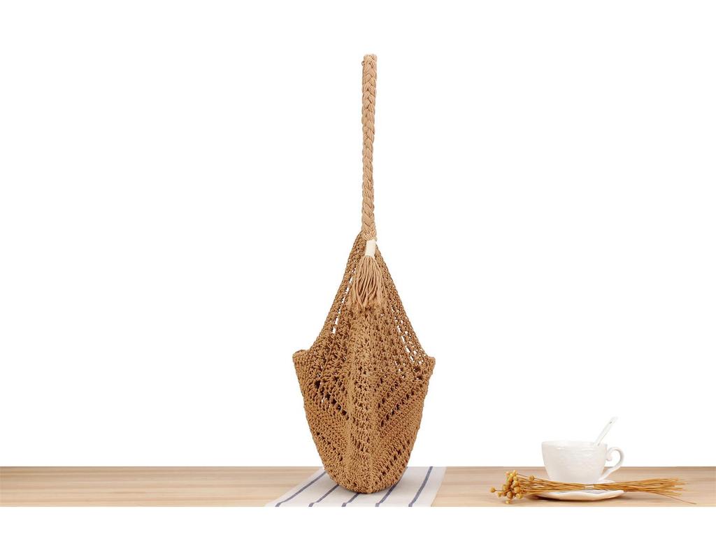 Exquisite Handmade Triangle Knit Shoulder Bag for Beach and Commute