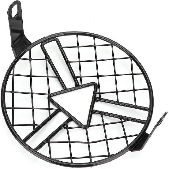 Aramox Motorcycle Headlight Guard Grille Cover, Aluminum Alloy Protector for CG125 GN125, 5.75 Inch Headlamp, Black