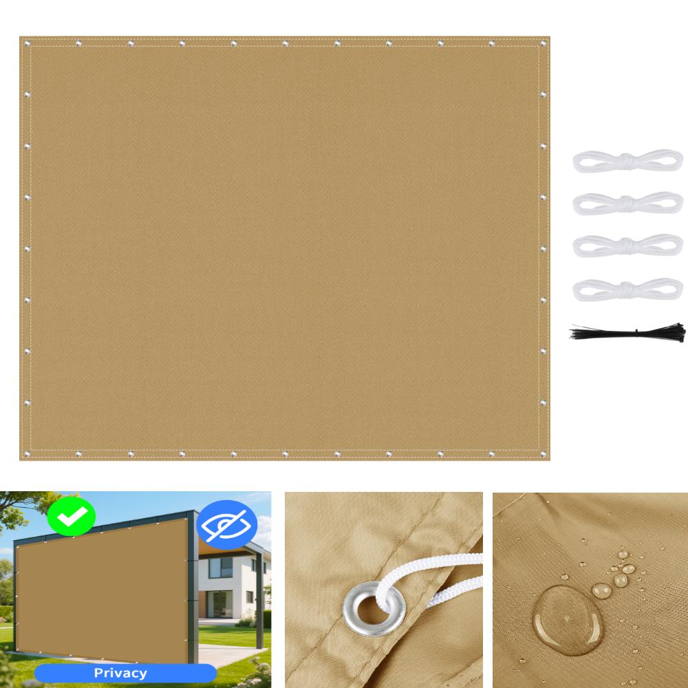 Pergola Sun Shade Sail with Grommets Waterproof Shade Cloth 95% UV Resistant Garden Canopy Privacy Screen Camping Shade Cover
