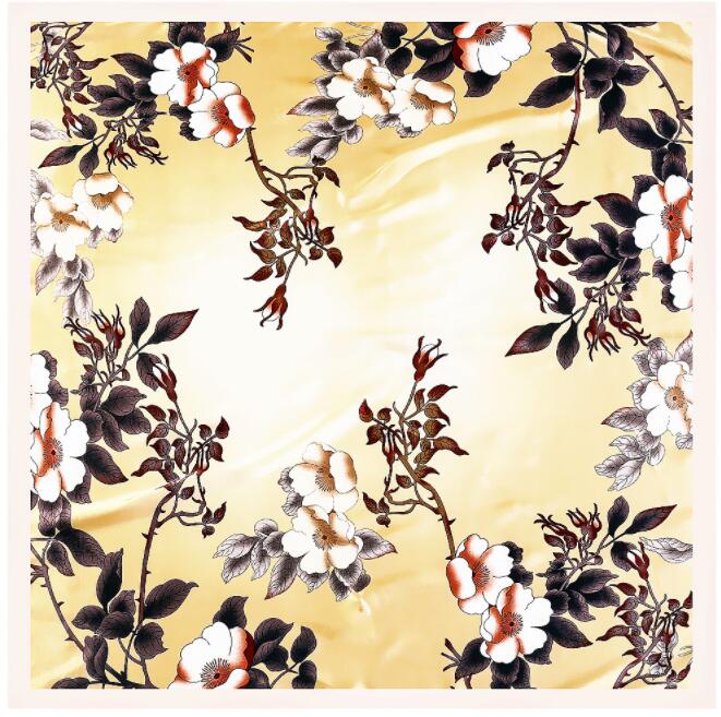 New Designs 90*90cm Square Silk Scarves Women Foulard Head Scarf Ladies Shawl Wrap Bandanna Female Chiffon Hijab Beach Scarf