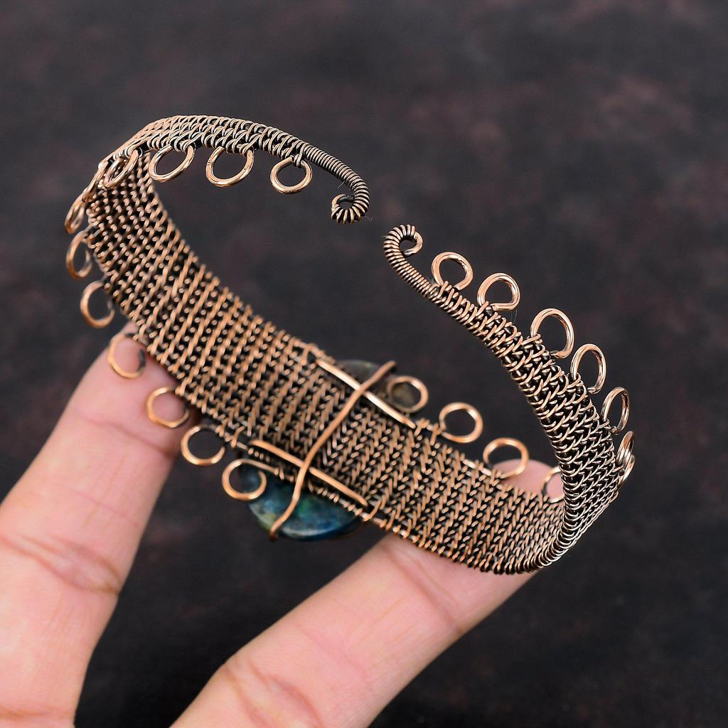 Kupfer Wassermelonen Turmalin Armreif Kupferdraht gewickelt Manschettenarmband Verstellbarer Armreif Kupfer Schmuck Edelstein HandgemachtEr Armreif Geschenk für Sie