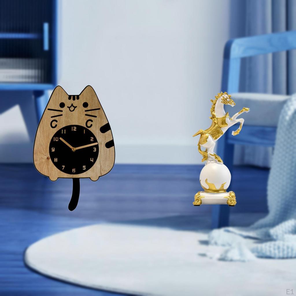 Sculpture Wall Ornament Cute Silent Clock Statue Collection for Living Room Bedroom Kitchen