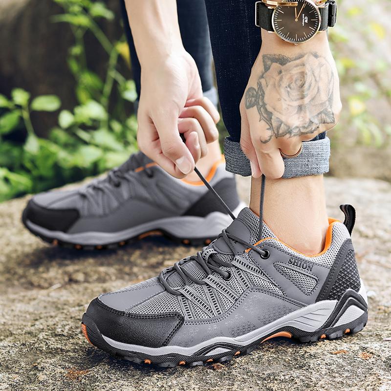 Hiking Shoes Men Outdoor Camping Anti Collision Climbing Shoe Lace Up Trekking Sneakers Tourist Trekking Mountain Climbing Trail
