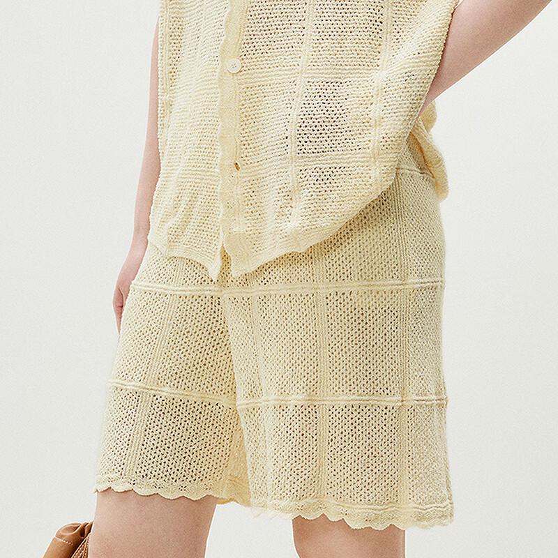 LESS 2025 Summer Cotton Blend Knit Straight Shorts
