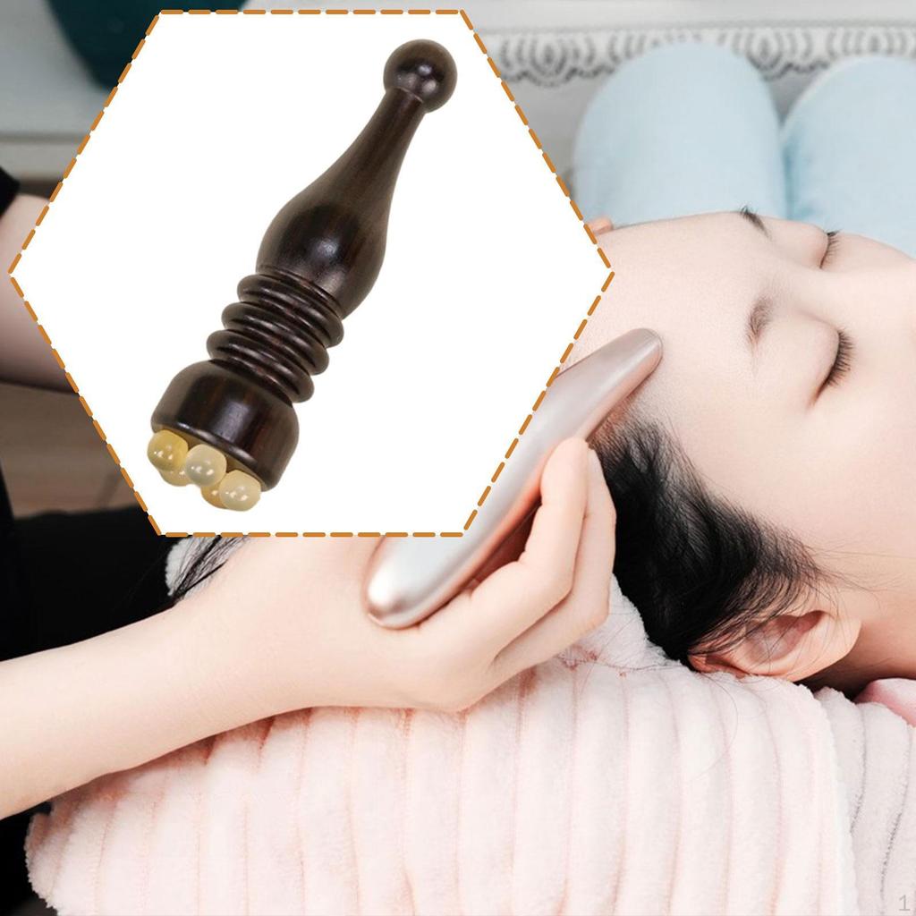 Gesichtsmassage-Werkzeug aus Holz für Augen Handheld Cellulite-Massagen Punktmassage Sandelholz Gua Sha