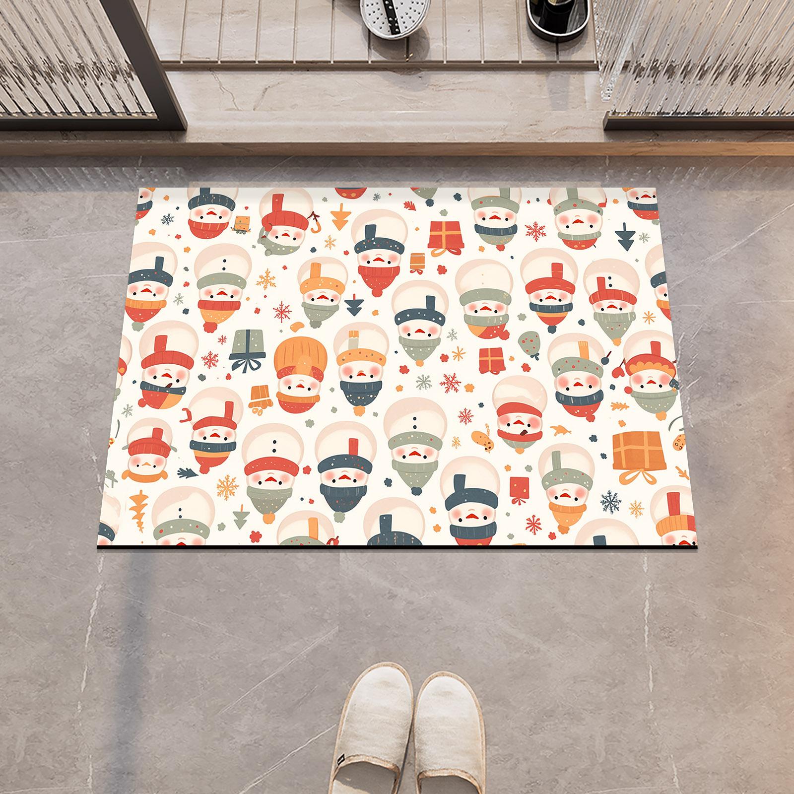 

Merry Christmas Bathroom Foot Mats Absorbent Shower Bath Mat Quick Dry Anti-slip Bathtub Rug Toilet Pad Doormats Washable 40cmx60cm