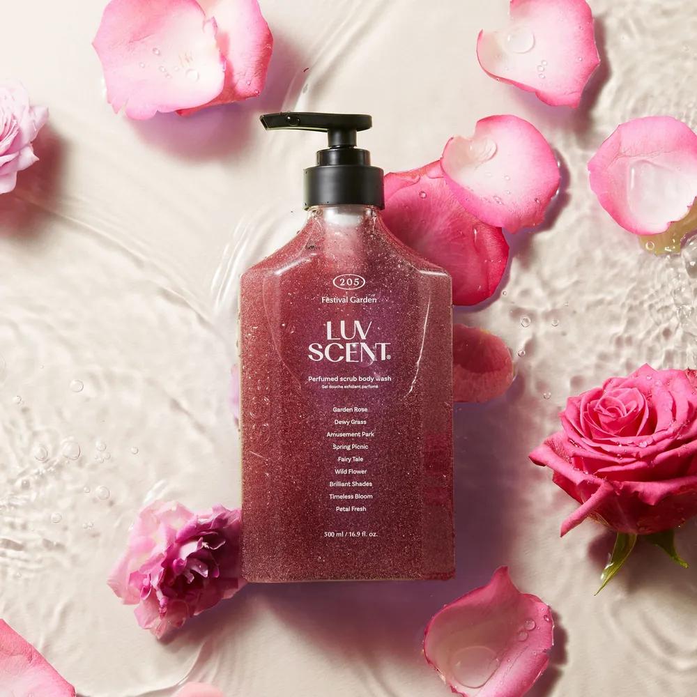 LUV SCENE Fresh Flower Scent Scrub Body Wash 500ml Select 1 Little Forest Mimosa Scent
