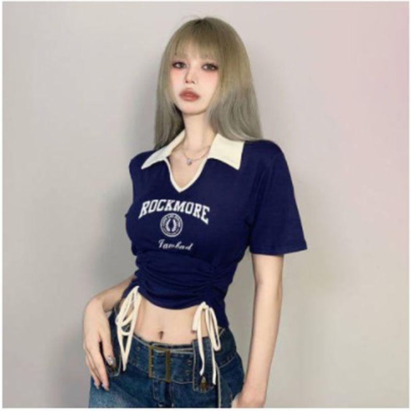 

Мода Сладкий и Острый Джазовый Танец Джазовые Короткие Топы Kpop Женская Командная Одежда Y2g Костюм Футболка с Коротким Рукавом Женская Blue M