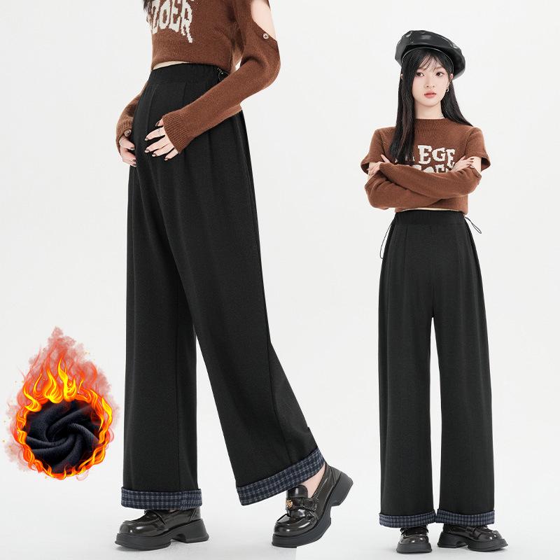Plus Velvet Retro Maternity Wide-Leg Pants for Autumn/Winter L