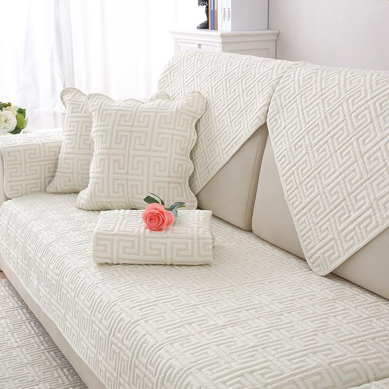 Cotton Sofa Cushion, Universal Fabric For All Seasons, Non-Slip Solid Wood Seat Cushion, Simple Modern Leather Sofa Cover, Backrest Towel