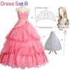 Wicked Glinda Dress for Adults Pink Glinda Cosplay Costume Dress Halloween Dance Party Show for Women Role-Playing Party Outfit