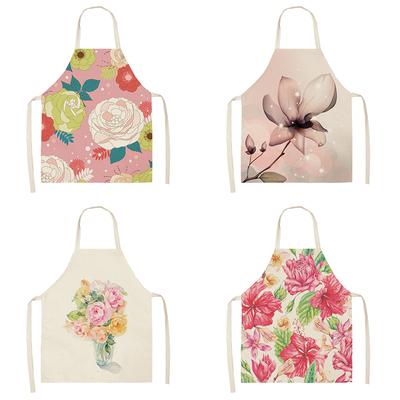 Kochen, Backen, Anti-Flecken und Öl, Küchenschürze, Vintage-Blumenmuster-Schürze, saubere Farbschürze, Leinen-Lätzchen für Erwachsene