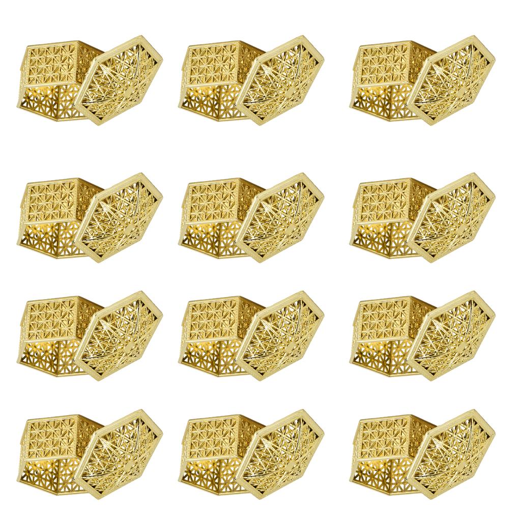 12PCS Hollow Candy Box Plastic Candy Case Container for Wedding Bridal Shower SuppliesGold