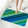 Tappetino da Bagno in Flanella Stampato a Righe Oceaniche con Design Degradé Verde Blu Morbido Antiscivolo per Bagno o Decorazione della Casa