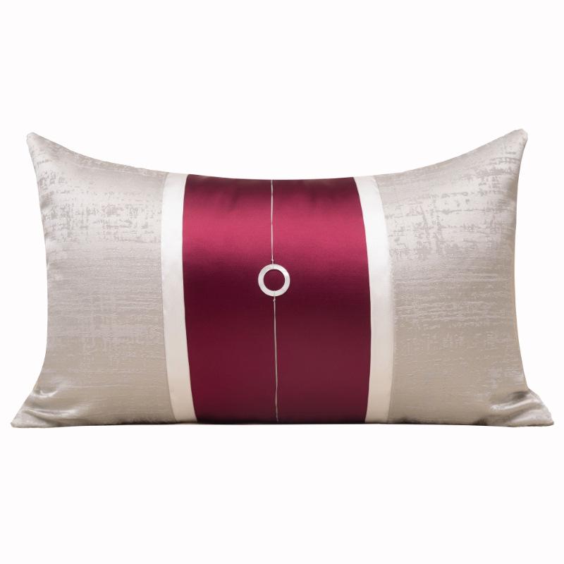 

Luxurious Minimalist Silk Embroidered Lumbar Pillow for Sofa or Bed Red Light Luxury Embroidery Series