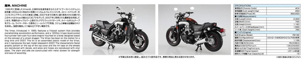 Aoshima Bunka Kyozaisha The Bike Series Yamaha 4C4 Vmax 2007 Kunststoffmodell 1/12 Nr. 7