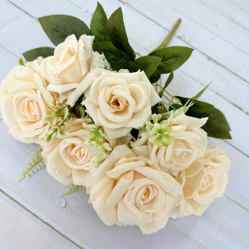 

1Pc Plastic 7-Head Rose Green Plant Bouquet, Fake Flower