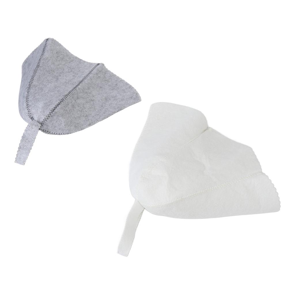 2pcs Sauna Felt Hats Water Absorption Head Protection Shower Bathing Hat for Women Men Grey White