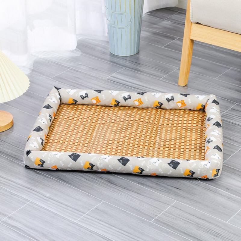 Pet Summer Mat Cat And Dog House Pet Ice Mat Cat And Dog Comfortable Cold Nap Floor Mat Linen Nylon Durable Pet Bed