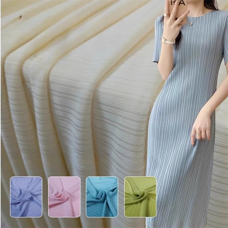 100x160cm Eis Seide Plissierter Stoff Hohe Elastizität Gestrickter Stoff für Frühling und Sommer Kleid Weitbeinige Hosen Knitterarm Streifen