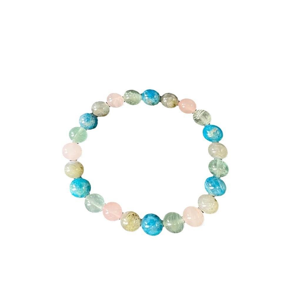 Festive Gifts Blue Apatite Rose Quartz And Green Prehnite Beaded Bracelet Fresh Fashion Jewelry For Men Women Daily Wear Simple Versatile Accessory